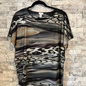 NWOT Chico’s embellished tea, T-shirt, rhinestones, animal print, geographic